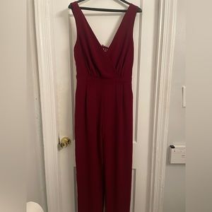 Lulu’s Kiska Burgundy Lace Jumpsuit Large